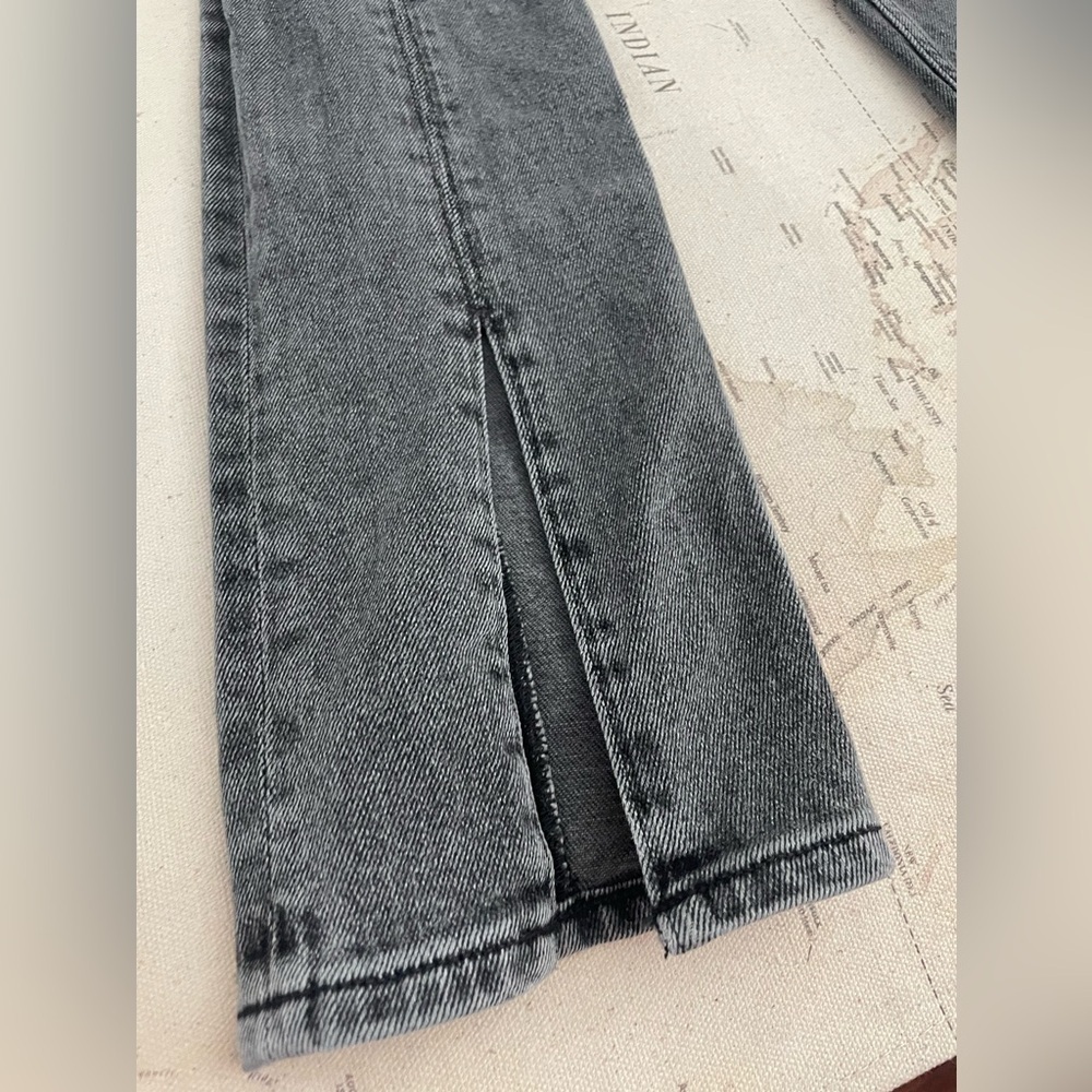 Cotton Citizen Vickie High-rise Split Front Hem Jeans Grey Black Denim Size 27 - Picture 6 of 14